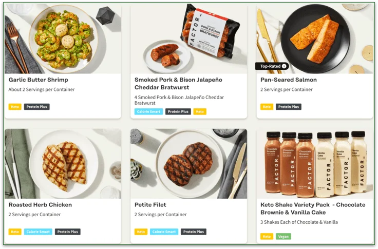 a screenshot of factor's protein add-ons