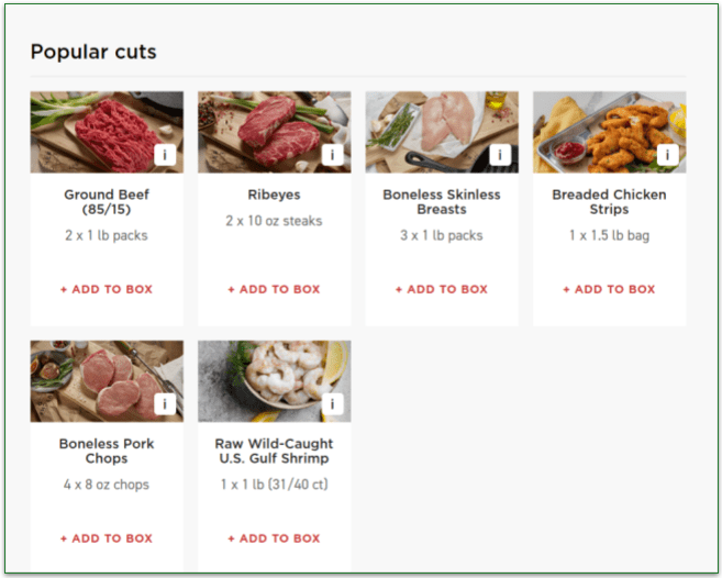 ButcherBox's most popular menu items