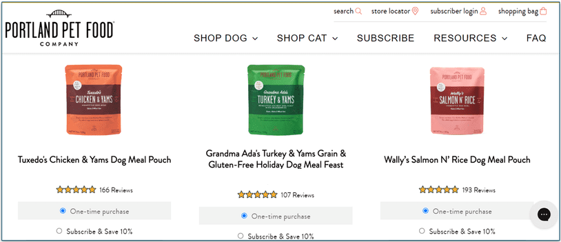 A few Portland Pet Food Company's dog meals