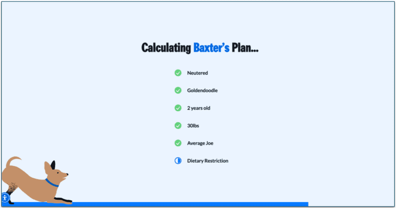 PetPlate's calculating plan page