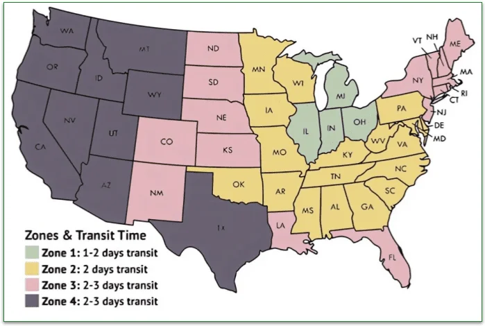 Frozen Garden's delivery map
