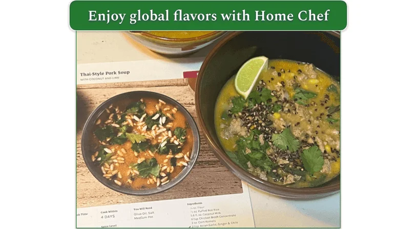 A bowl of Home Chef’s Thai-Style Pork Soup