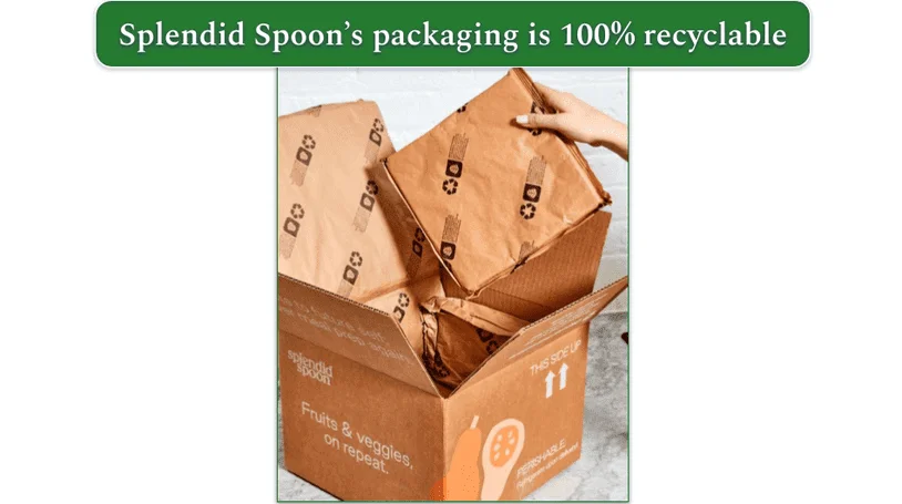Image of Splendid Spoon delivery box and recyclable inserts