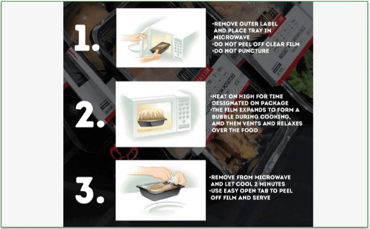 Microwaving images and instructions for Icon Meals