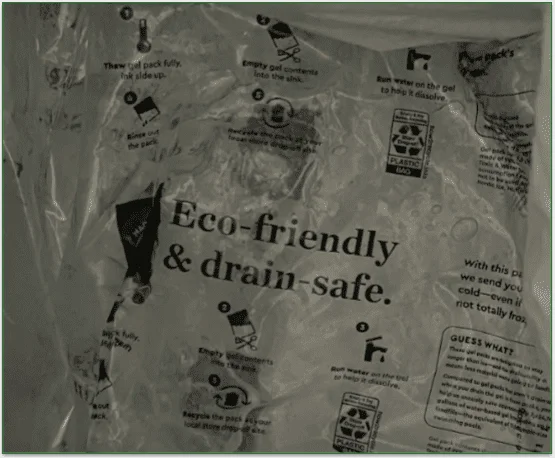 Photo of Blue Apron's eco-friendly & drain-safe ice packs