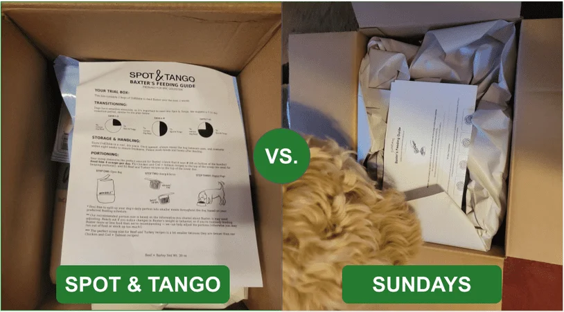 Comparison image of both company's opened delivery boxes