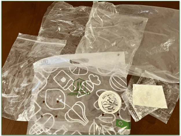 The plastic waste from a Home Chef recipe