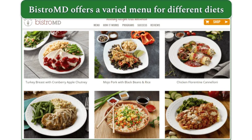 Part of BistroMD's menu