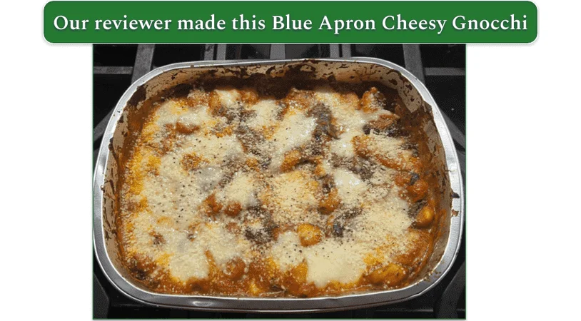Reviewers own Cheesy Gnocchi in a foil dish