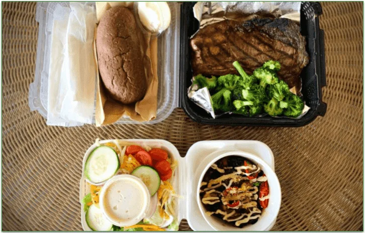 photo of Postmates delivery food items in their own containers