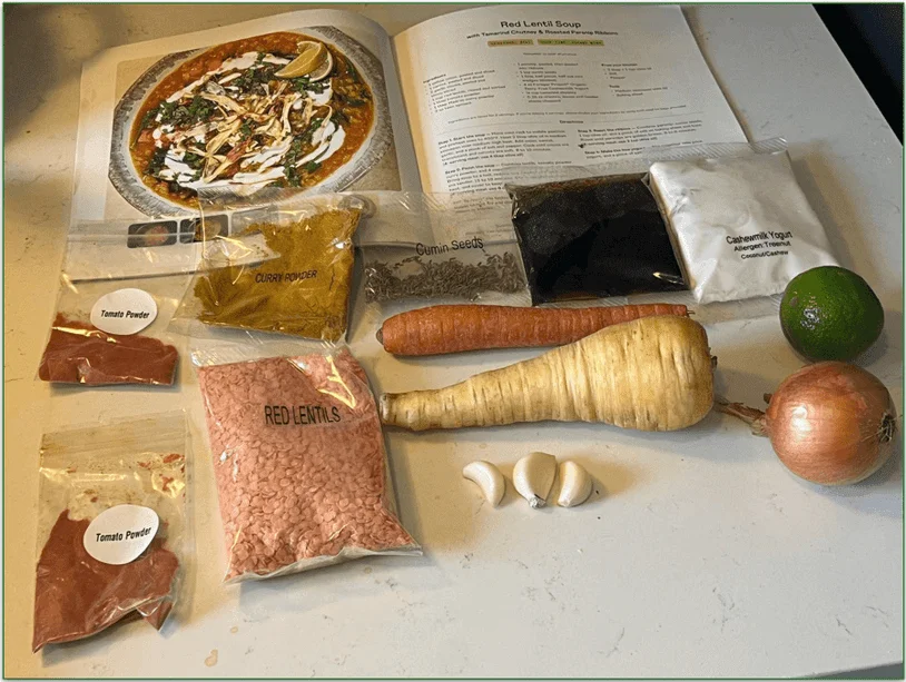 Meal kit for Purple Carrot’s Red Lentil Soup