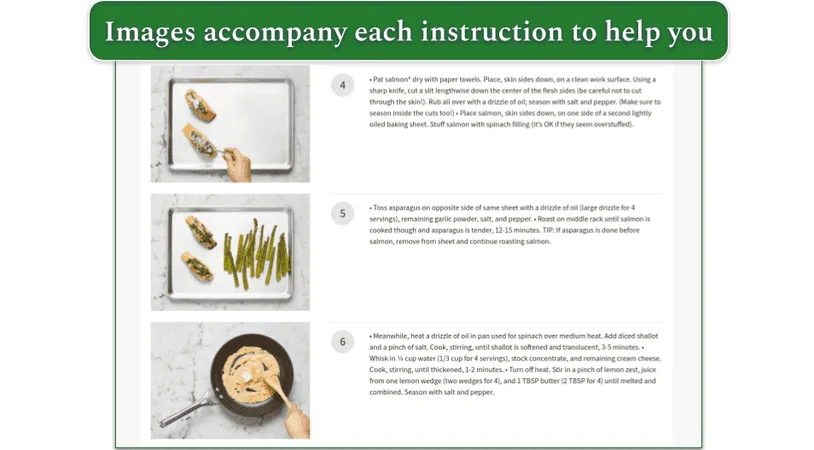  Instructions from a "Hard" recipe showing that there are images for each step