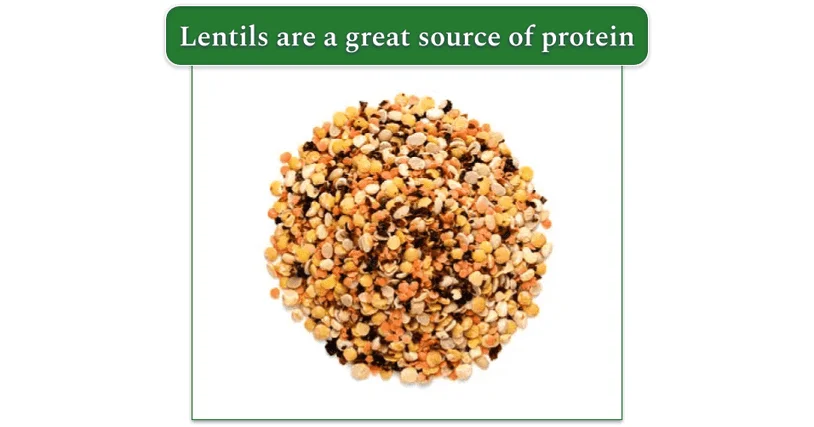 Image of a variety of different type of lentils and legume in a circular pile