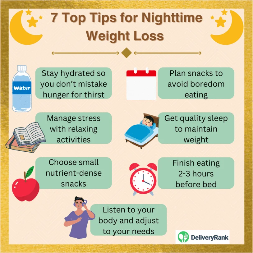  Infographic with top tips for nighttime weight loss