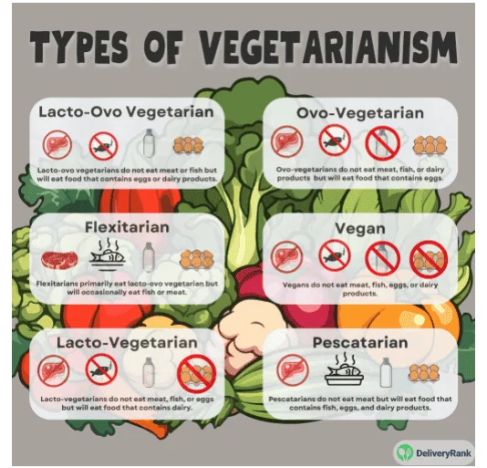 Infographic defining different types of vegetarian diets