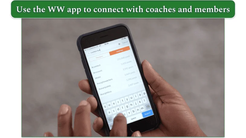 The WW app on a mobile
