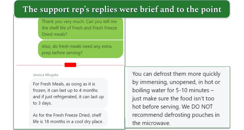Other messages from a Get Joy customer support agent
