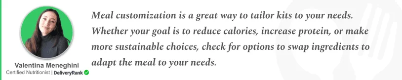 quote from DeliveryRank's nutritionist about customizing meal kits