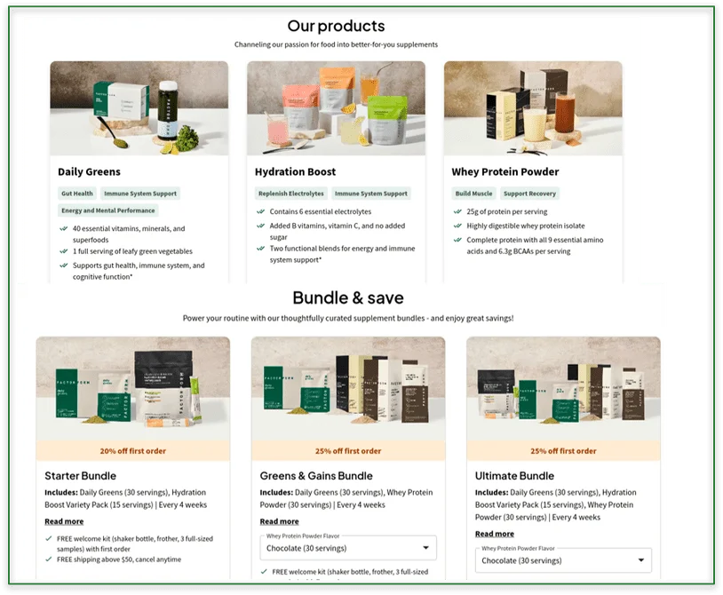 three supplements available through FactorForm and bundles available too