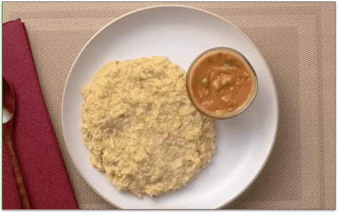 Image with the Thinai Bisibelebath recipe, after being prepared