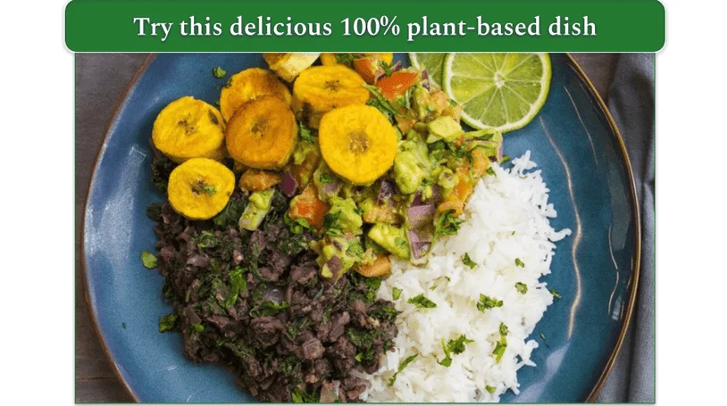 a plate of Black Bean and Kale Bowl from purple carrot