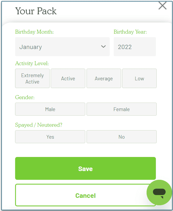 Adding a dog on the Get Joy's website