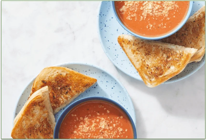 The Garlic Bread Grilled Cheese & Tomato Soup meal kit from Blue Apron.