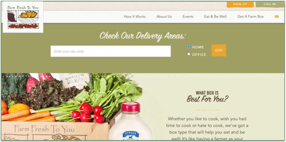 Farm Fresh to You's Check Our Delivery Areas: check box