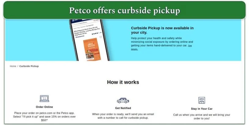 Petco's curbside pickup option
