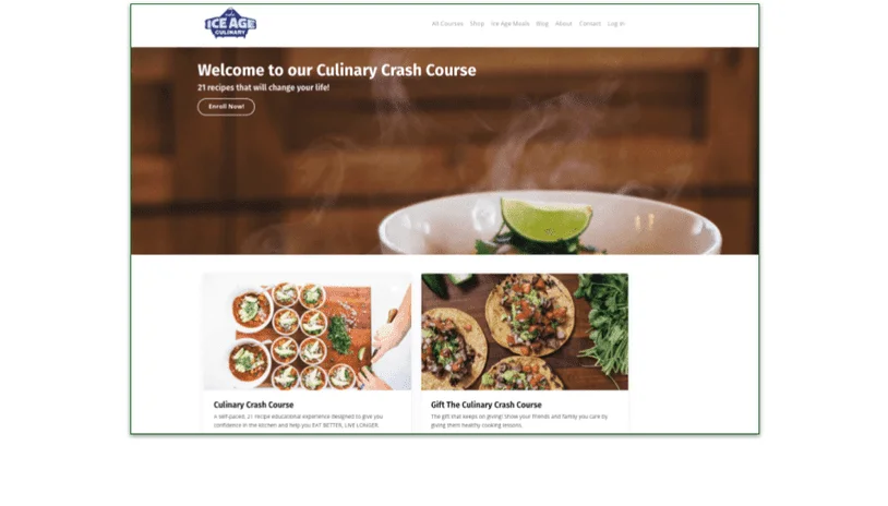 A screenshot of the purchase page for the Culinary Crash Course