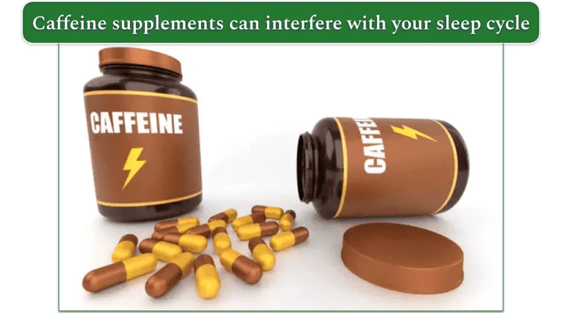 image showing caffeine supplements spilt from a bottle