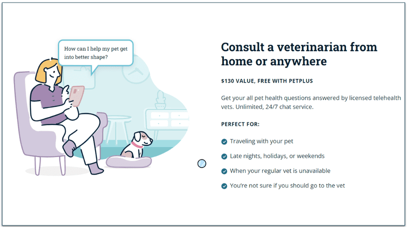 Description of PetCareRx's veterinary consultation with PetPlus membership