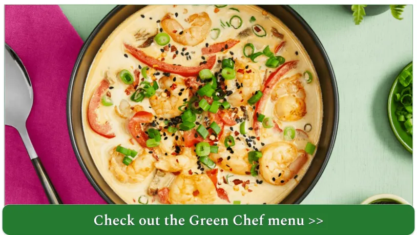 A bowl of healthy shrimp soup from Green Chef
