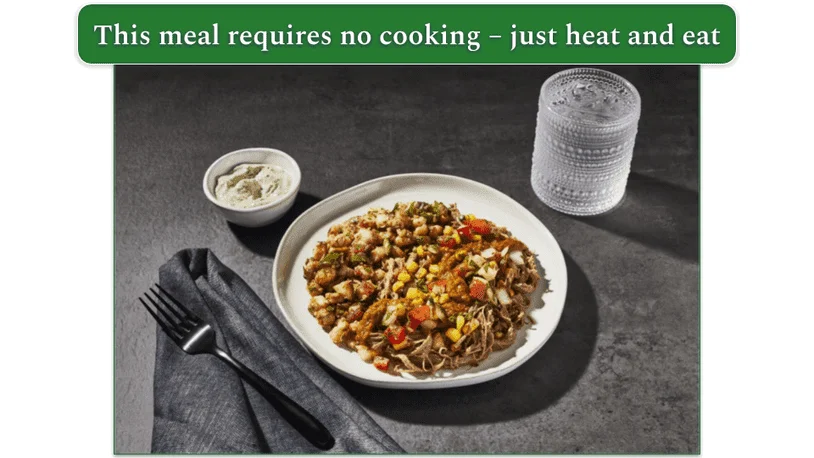 The Brisket “Ropa Vieja” with Corn Salsa from Factor.