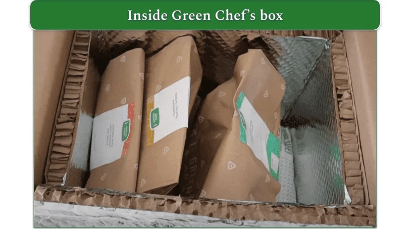Green Chef's box and packaging