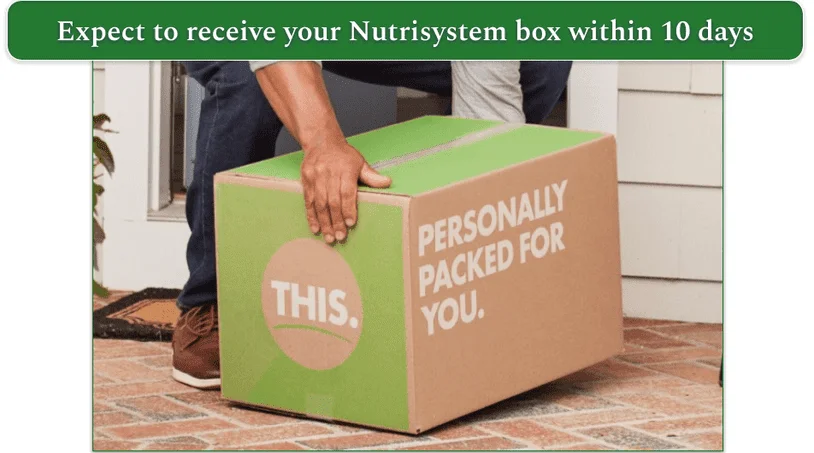 Image of a Nutrisystem order box being picked up at a door
