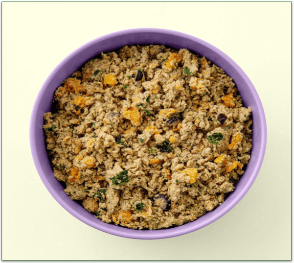 Ollie fresh turkey meal in purple bowl