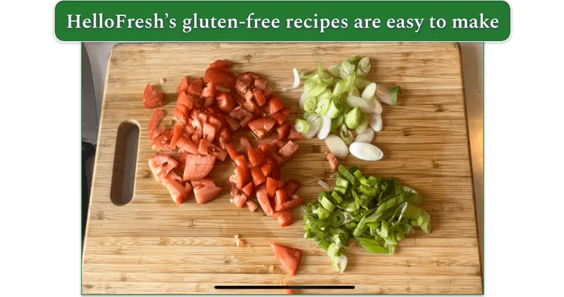 Chopped veg from a HelloFresh meal kit