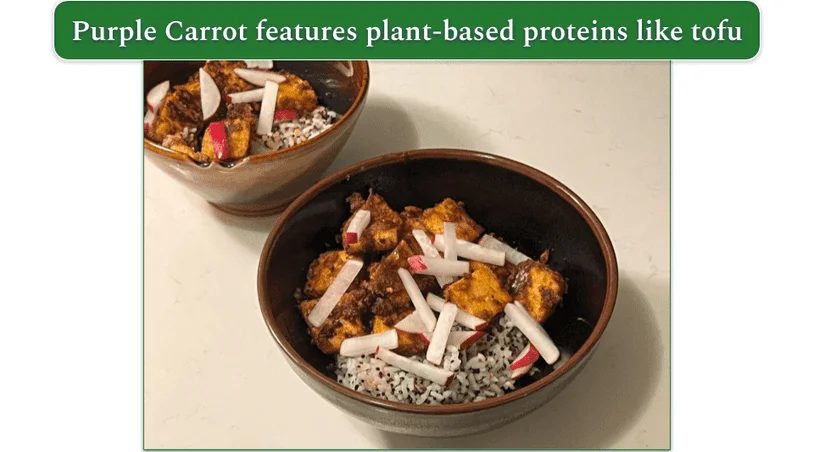 Purple Carrot’s Almond Butter tofu bowl