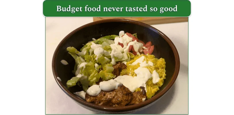 Image of Halal cart chicken as prepared by our reviewer