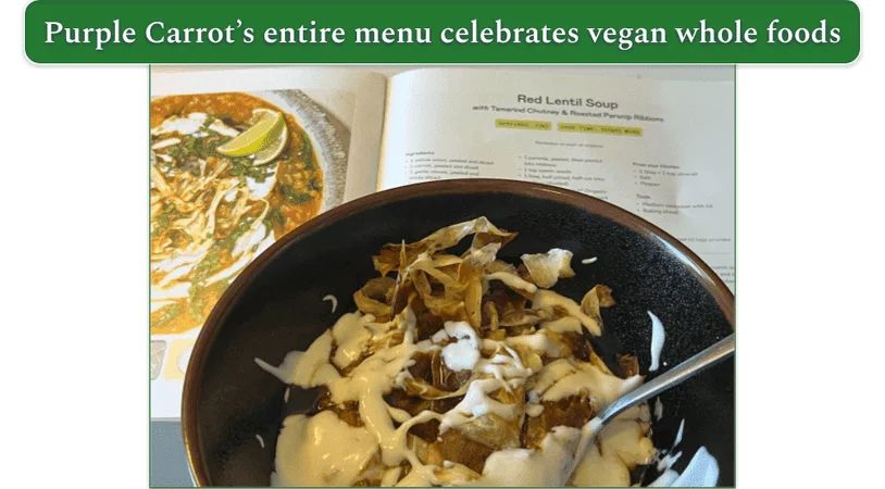 Purple Carrot’s Red Lentil Soup and recipe card