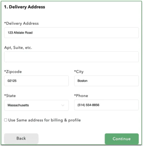 epicured, add shipping address