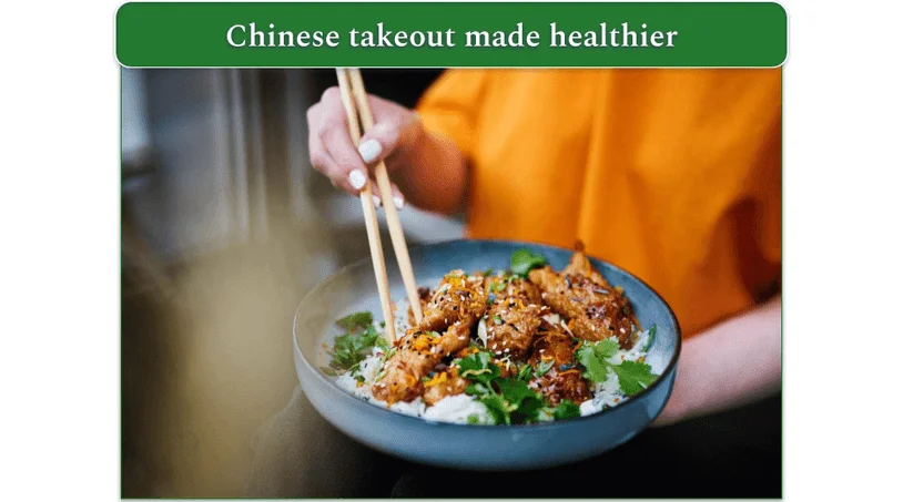 A bowl of Chinese Takeout Style Bourbon Chicken on a bed of white rice