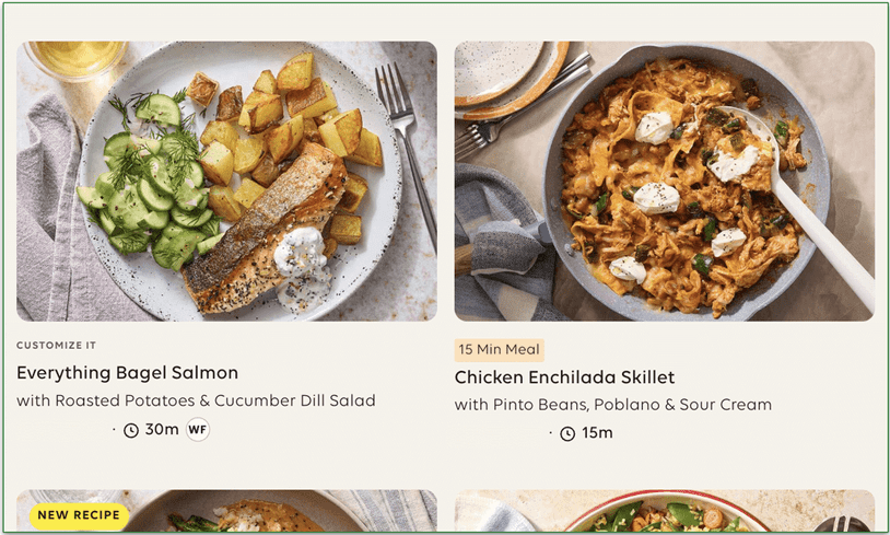 Blue Apron's menu
