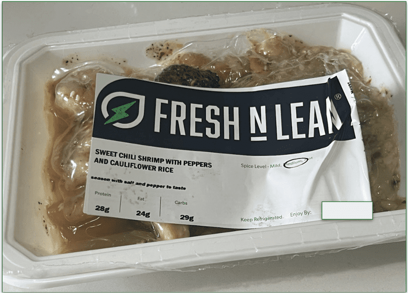 Image of the shrimp dish in its packaging before heating