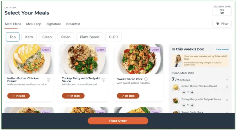5: The last step is selecting your meals