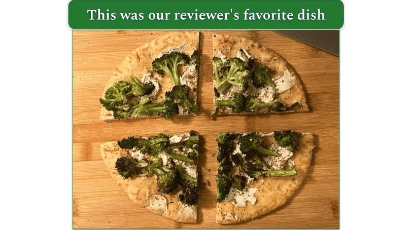 Broccoli flatbreads cut into quarters
