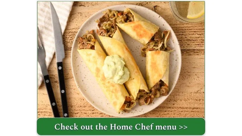 Home Chef's Argentinian-Style Steak Flautas with guacamole crema