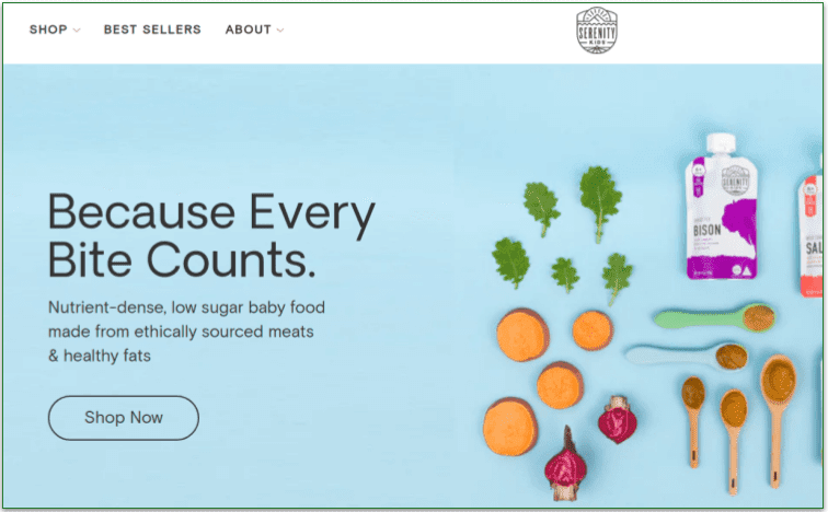  Screenshot of Serenity Kids' home page