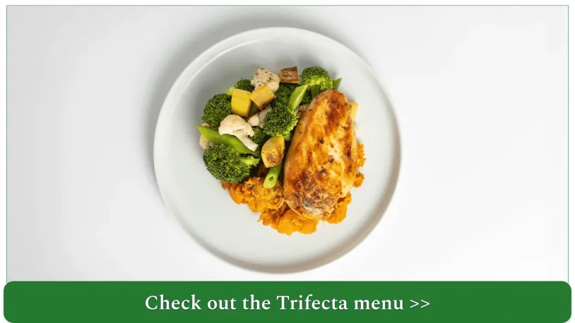 A plate of Trifecta's Chicken Breast, Sweet Potato, Mixed Vegetables Meal